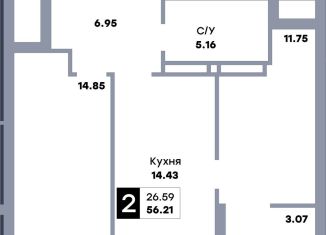 Продажа 2-ком. квартиры, 40.6 м2, Самара, улица Стара-Загора, 332, Кировский район