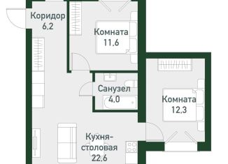 Продается 2-комнатная квартира, 56.1 м2, Челябинская область