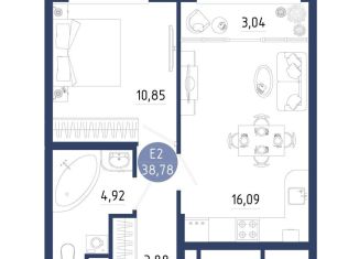 Продажа однокомнатной квартиры, 38.8 м2, село Дядьково