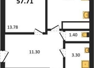 Продаю двухкомнатную квартиру, 57.7 м2, Воронеж, Левобережный район, Цимлянская улица, 10В