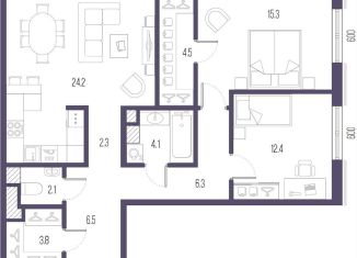 Продажа двухкомнатной квартиры, 81.5 м2, Санкт-Петербург, улица Стахановцев, 1, улица Стахановцев