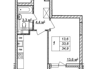 Продается 1-ком. квартира, 34.9 м2, Нижний Новгород, жилой комплекс Новая Кузнечиха, 13, метро Горьковская