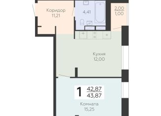 Продажа 1-комнатной квартиры, 43.9 м2, Воронежская область