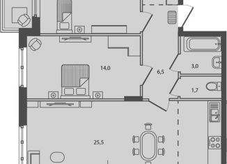 Продажа 3-ком. квартиры, 77.5 м2, посёлок Пригородный