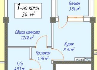 Однокомнатная квартира на продажу, 34 м2, посёлок городского типа Семендер, проспект Казбекова, 189