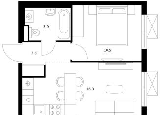 1-ком. квартира на продажу, 34.2 м2, Москва