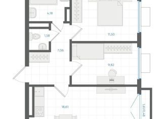 Продается 2-комнатная квартира, 53.2 м2, Екатеринбург, метро Чкаловская