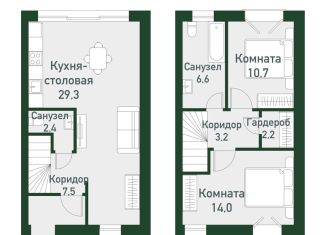 Продам 2-комнатную квартиру, 76 м2, посёлок Западный