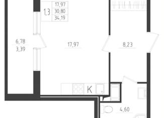 Продажа квартиры студии, 30.8 м2, Санкт-Петербург, улица Лермонтова, 15к2