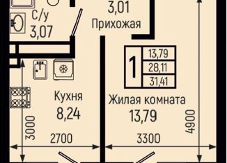 Продажа 1-комнатной квартиры, 31.4 м2, Краснодарский край