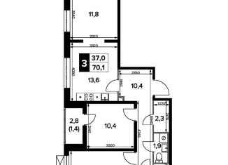 Продается 3-ком. квартира, 70.1 м2, Московская область, Южный бульвар, 8