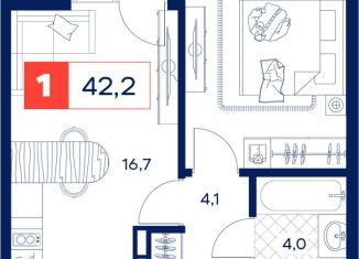 Продам 1-ком. квартиру, 42.2 м2, Тюменская область