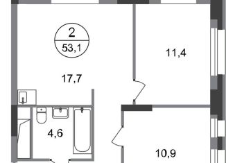 Продаю 2-ком. квартиру, 53.1 м2, Москва