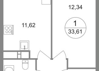 1-ком. квартира на продажу, 33.6 м2, Балашиха, жилой квартал Новоград Павлино, к6