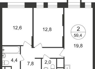 Продаю 2-ком. квартиру, 59.4 м2, Москва, 7-я фаза, к2