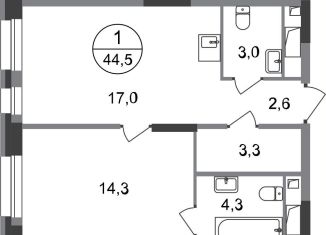 Продается 1-комнатная квартира, 44.5 м2, Москва