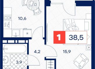 Продается однокомнатная квартира, 38.5 м2, Тюмень, Пышминская улица, 216А