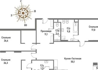 Продаю четырехкомнатную квартиру, 152.7 м2, Москва, улица Матросская Тишина, 12, ВАО