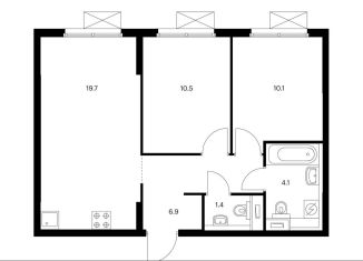 2-ком. квартира на продажу, 52.7 м2, Москва