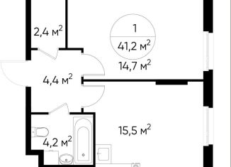 Продам 1-комнатную квартиру, 41.2 м2, деревня Рассказовка, деревня Рассказовка, 1