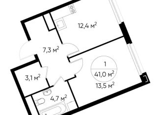 Продам 1-ком. квартиру, 41 м2, деревня Рассказовка, деревня Рассказовка, 1