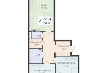 Продаю двухкомнатную квартиру, 74.3 м2, Воронеж, Ленинский проспект, 108А