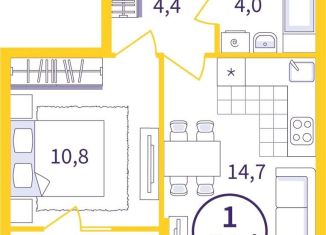 Продажа 1-ком. квартиры, 37.1 м2, Екатеринбург, метро Ботаническая