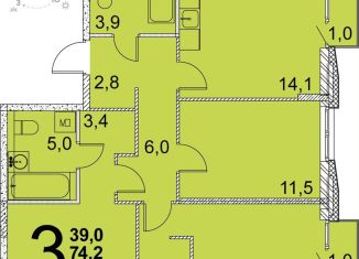 Продаю трехкомнатную квартиру, 74.8 м2, Екатеринбург, метро Чкаловская