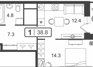 Продается 1-комнатная квартира, 38.9 м2, Тюмень, Центральный округ, улица Мельникайте, 2к19