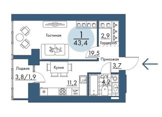 Продам 1-комнатную квартиру, 43.4 м2, Красноярский край