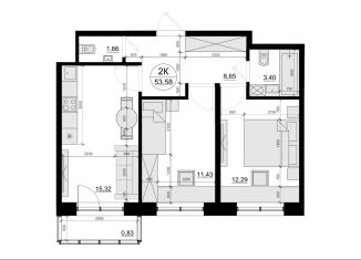 Продается 2-ком. квартира, 53.6 м2, Московская область