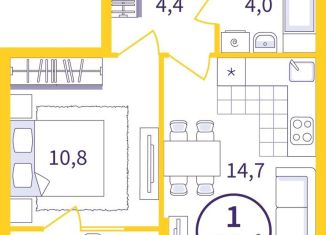 1-ком. квартира на продажу, 37.1 м2, Екатеринбург, метро Ботаническая