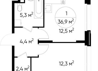 Продается однокомнатная квартира, 36.9 м2, Москва, деревня Рассказовка, 1