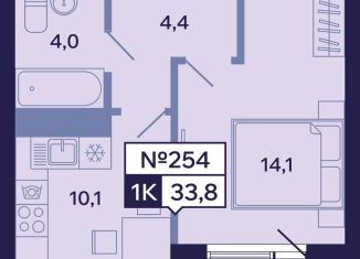 Однокомнатная квартира на продажу, 33.8 м2, Саха (Якутия), Новопортовская улица, 1А/1