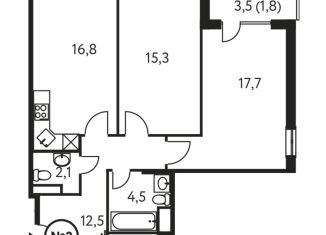 Двухкомнатная квартира на продажу, 69.5 м2, Москва, район Раменки, Винницкая улица, 8к2