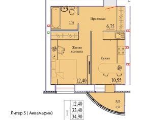 Продается 1-комнатная квартира, 36.4 м2, Ивановская область