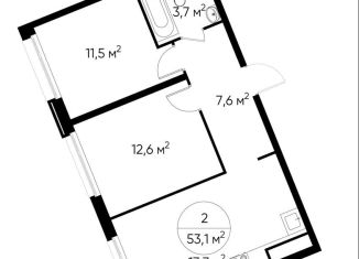 Продажа двухкомнатной квартиры, 53.1 м2, Москва, деревня Рассказовка, 1