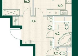 Продается 3-ком. квартира, 68.5 м2, посёлок городского типа Яблоновский