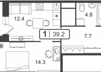 Продажа однокомнатной квартиры, 39.2 м2, Тюмень, Центральный округ, улица Мельникайте, 2к18