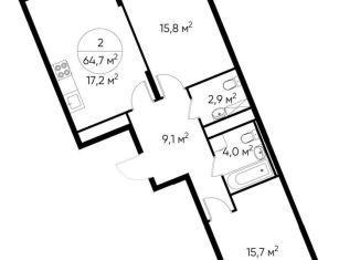 Продажа 2-комнатной квартиры, 64.7 м2, Москва, деревня Рассказовка, 1