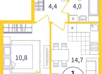 Продажа 1-ком. квартиры, 35.4 м2, Екатеринбург, метро Ботаническая