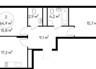 Продается 2-ком. квартира, 64.9 м2, Москва, деревня Рассказовка, 1