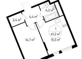 Продается однокомнатная квартира, 41.2 м2, деревня Рассказовка, деревня Рассказовка, 1