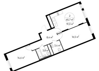 Продажа 2-комнатной квартиры, 65.7 м2, Москва, деревня Рассказовка, 1