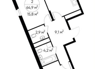 Продается двухкомнатная квартира, 64.9 м2, Москва, деревня Рассказовка, 1