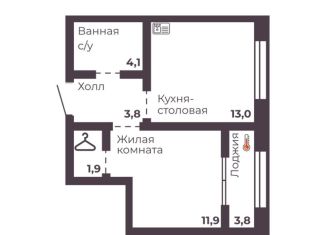 Продаю 1-ком. квартиру, 34.7 м2, Челябинская область