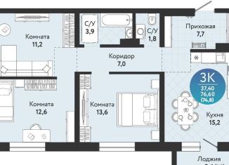 Продаю 3-комнатную квартиру, 74.8 м2, Новосибирск, Кировский район, Бронная улица, 22/1