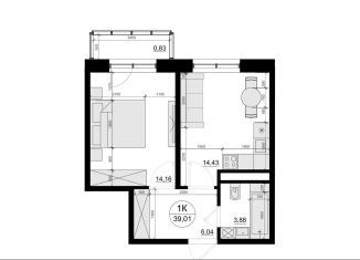 Продам 1-ком. квартиру, 39.3 м2, дачный посёлок Лесной Городок