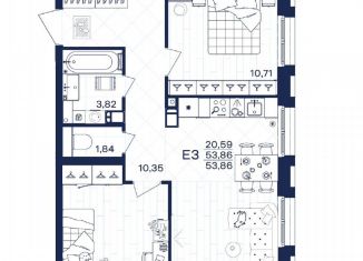 Продаю 2-ком. квартиру, 53.9 м2, Тула