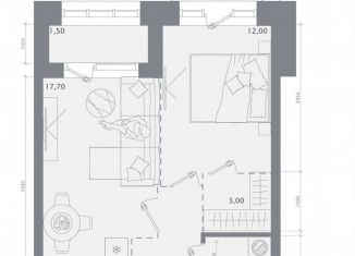 Продается 1-комнатная квартира, 45.5 м2, Казань